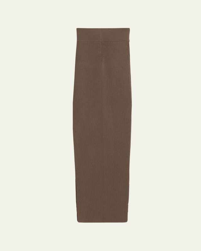 Wool Rib Slits Maxi Skirt